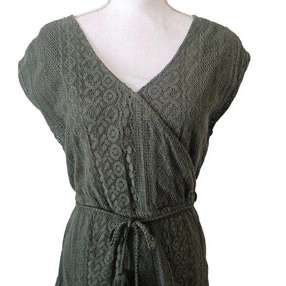 Roxy Green Crochet Lace Belted Romper Size S - Picture 4 of 4
